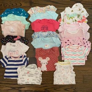 Lot of girls Short sleeve newborn NB onesies